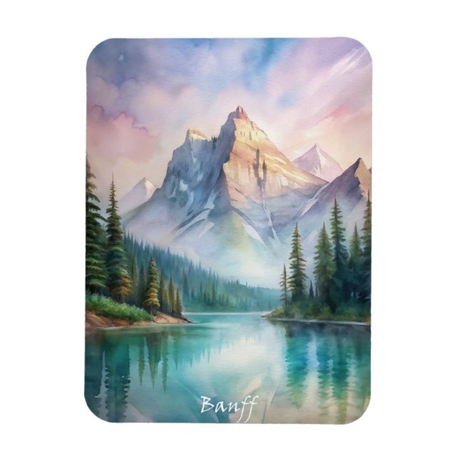 Nationalpark Banff Aquarellmalerei Magnet (Vertikal)