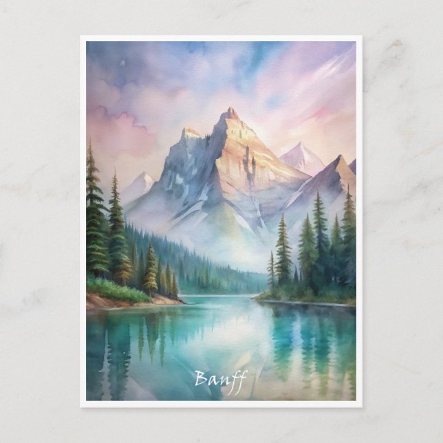 Nationalpark Banff Aquarellmalerei Postkarte (Vorderseite)