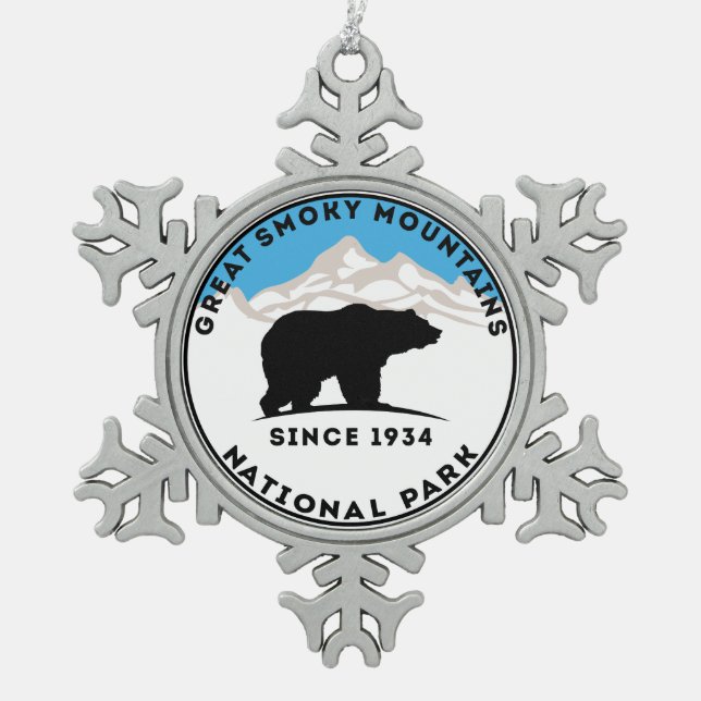 Nationalpark-Bär Great Smoky Mountains Schneeflocken Zinn-Ornament (Vorderseite)