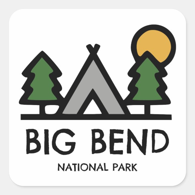 Nationalpark Big Bend Quadratischer Aufkleber (Vorderseite)