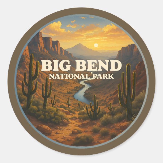 Nationalpark Big Bend Runder Aufkleber (Vorderseite)