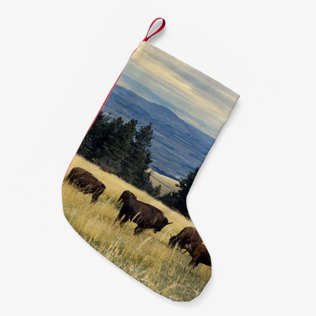 Nationalpark-Bison-Herde Kleiner Weihnachtsstrumpf (Vorderansicht (hängend))
