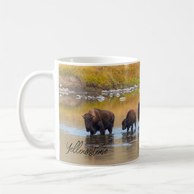 Nationalpark Bison River Crossing Yellowstone Kaffeetasse (Links)