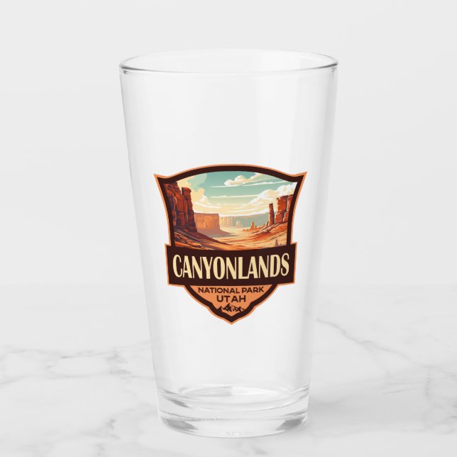 Nationalpark Canyonlands Illustration Retro Glas (Vorderseite)