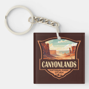 Nationalpark Canyonlands Illustration Retro Schlüsselanhänger