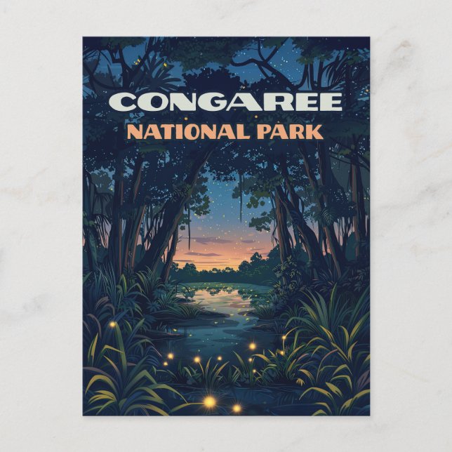 Nationalpark Congaree Süd Carolina Retro Postkarte (Vorderseite)