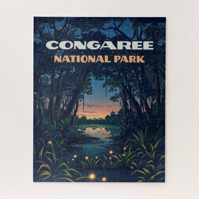 Nationalpark Congaree Süd Carolina Retro Puzzle (Vertikal)