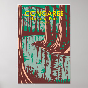 Nationalpark Congaree Süd Carolina Vintage Post Poster