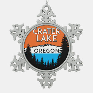 Nationalpark Crater See-Oregons Schneeflocken Zinn-Ornament