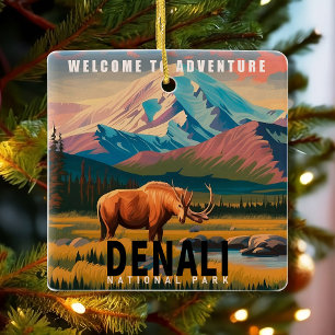 Nationalpark Denali Alaska Berglandschaft Ski Keramikornament