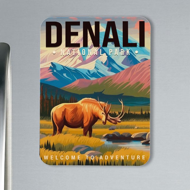 Nationalpark Denali Alaska Berglandschaft Ski Magnet (Von Creator hochgeladen)