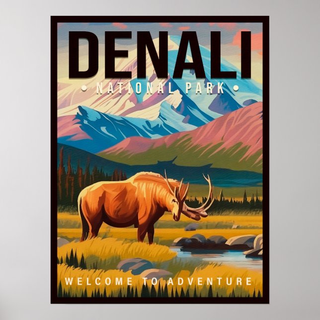 Nationalpark Denali Alaska Berglandschaft Ski Poster (Vorne)