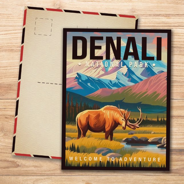 Nationalpark Denali Alaska Berglandschaft Ski Postkarte (Von Creator hochgeladen)