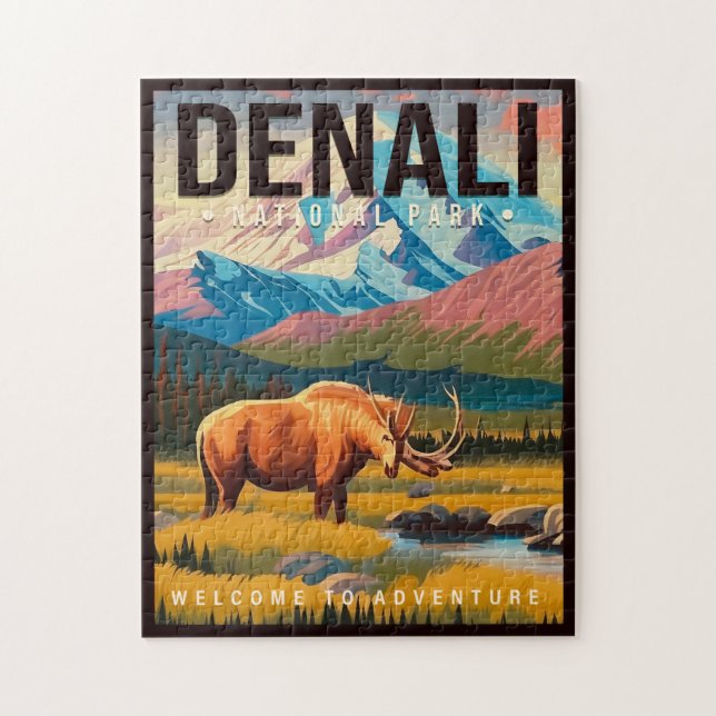 Nationalpark Denali Alaska Berglandschaft Ski Puzzle (Vertikal)