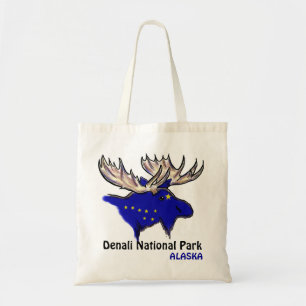 Nationalpark Denali Alaska Fahne Elch wiederverwen Tragetasche