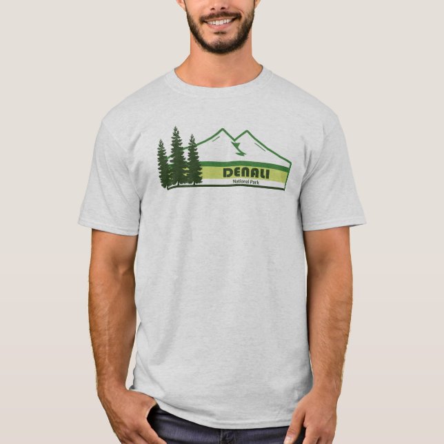 Nationalpark Denali Alaska Grüne Streifen T-Shirt (Vorderseite)