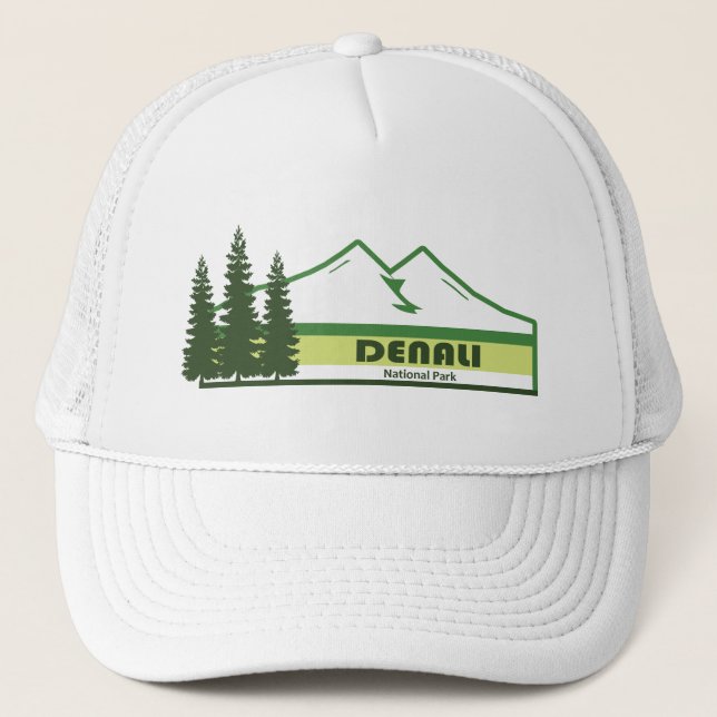 Nationalpark Denali Alaska Grüne Streifen Truckerkappe (Vorderseite)