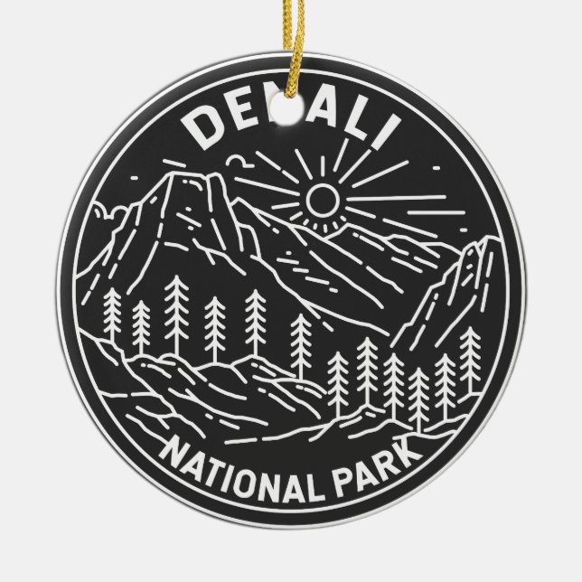 Nationalpark Denali Alaska Mount Hunter Monoline Keramik Ornament (Vorne)
