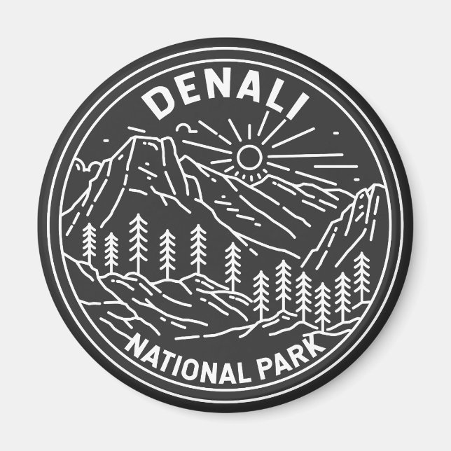 Nationalpark Denali Alaska Mount Hunter Monoline Magnet (Vorne)