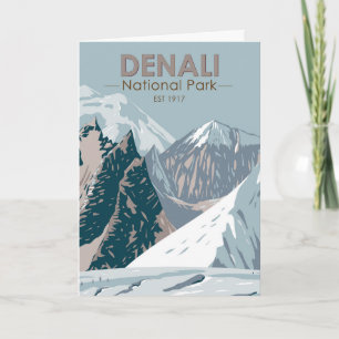Nationalpark Denali Alaska Mount Hunter Vintag Karte