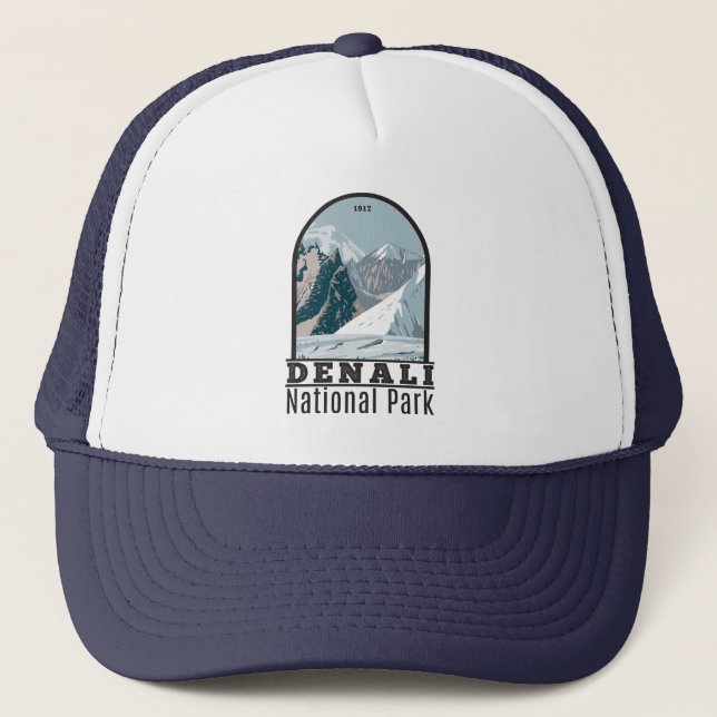 Nationalpark Denali Alaska Mount Hunter Vintag Truckerkappe (Vorderseite)