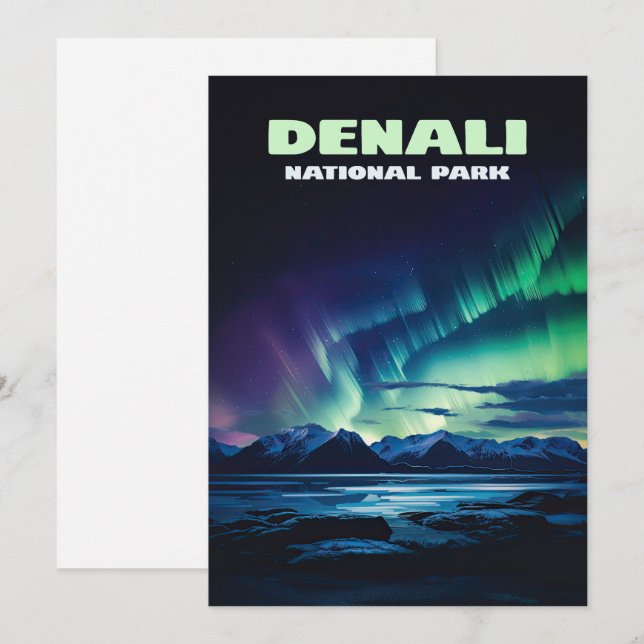 Nationalpark Denali Alaska Nord Lights Retro (Vorne/Hinten)
