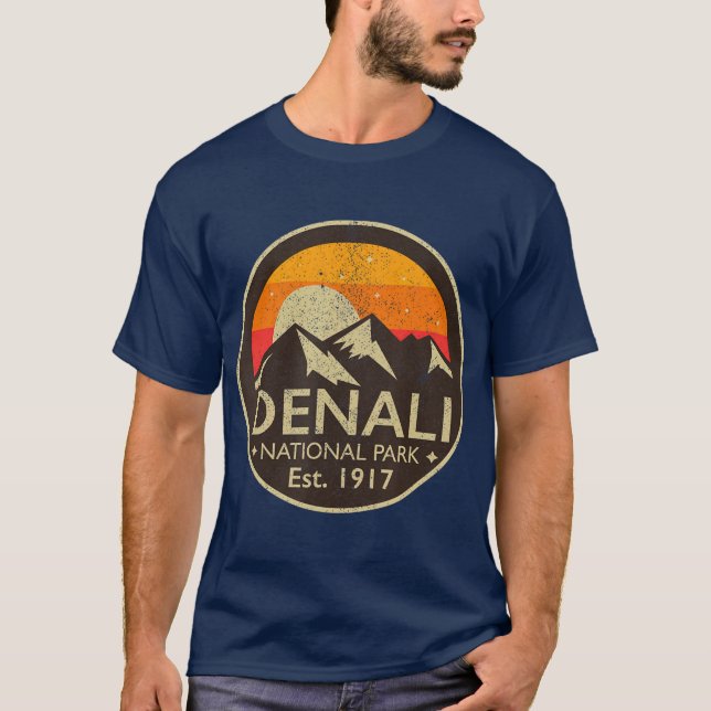 Nationalpark Denali Alaska Retro Wandergeschenk T-Shirt (Vorderseite)