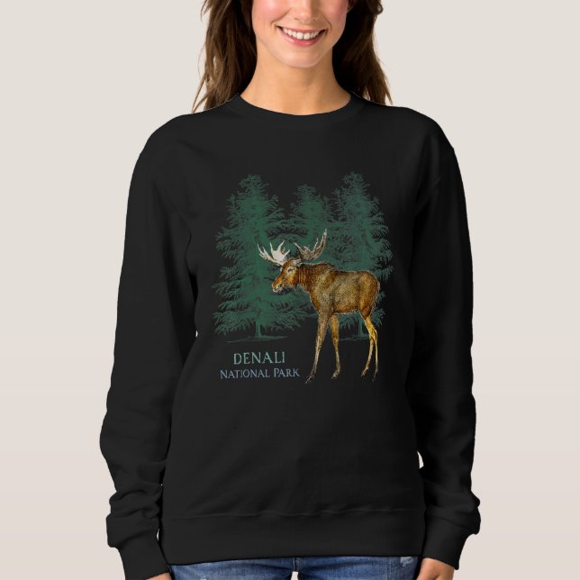 Nationalpark Denali Alaska Usa Elche Bäume Sweatshirt (Vorderseite)