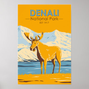 Nationalpark Denali Alaska Vintag Poster
