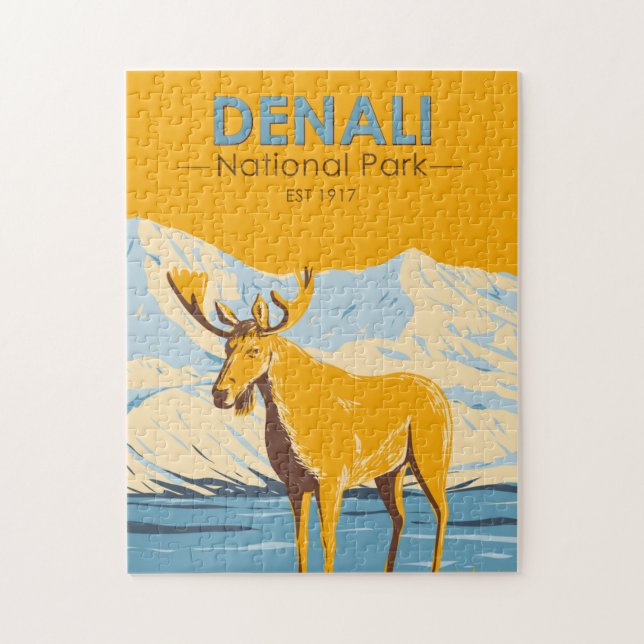 Nationalpark Denali Alaska Vintag Puzzle (Vertikal)
