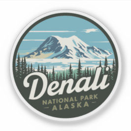 Nationalpark Denali Alaska Vintage Reise Aufkleber