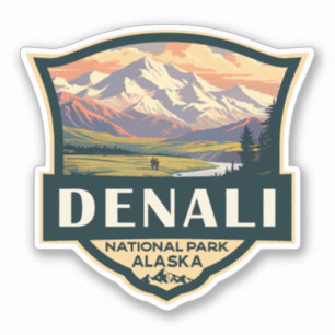 Nationalpark Denali Illustration Travel Vintag Aufkleber