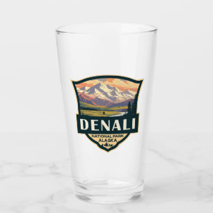 Nationalpark Denali Illustration Travel Vintag Glas