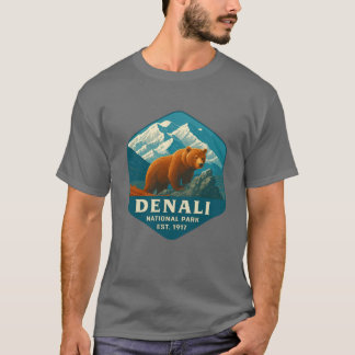 Nationalpark Denali Retro Berg Wilderness Sti T-Shirt