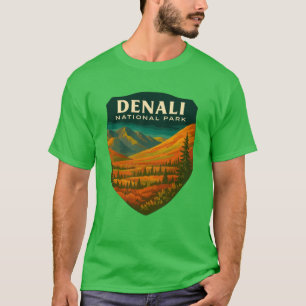 Nationalpark Denali Retro Berg Wilderness Sti T-Shirt