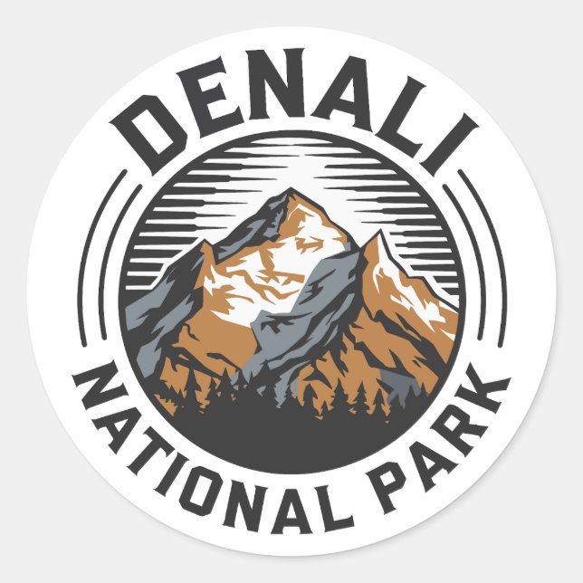 Nationalpark Denali Runder Aufkleber (Vorderseite)