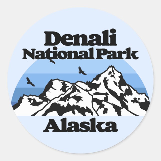 Nationalpark Denali Runder Aufkleber (Vorderseite)