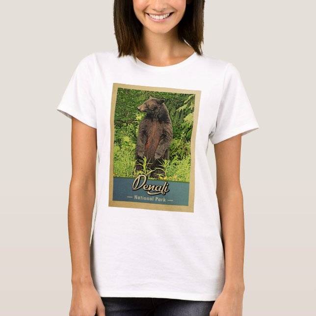 Nationalpark Denali Vintag Bear T-Shirt (Vorderseite)