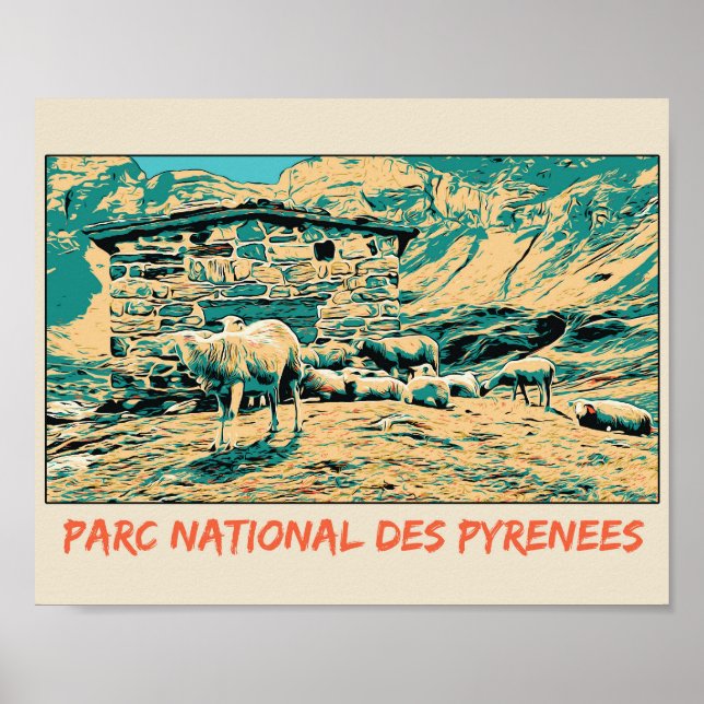 Nationalpark der Pyrenäen Frankreich, Schafe Poster (Vorne)
