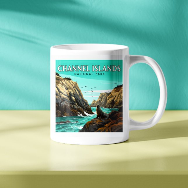 Nationalpark der Vintagen Kanalinseln Kaffeetasse (Von Creator hochgeladen)