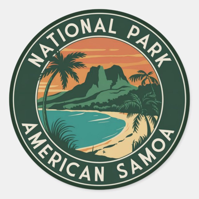 Nationalpark des amerikanischen Emblems der Samoa- Runder Aufkleber (Vorderseite)