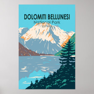 Nationalpark Dolomiti Bellunesi Italien Vintag Poster