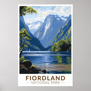Nationalpark Fiordland Vintag Poster