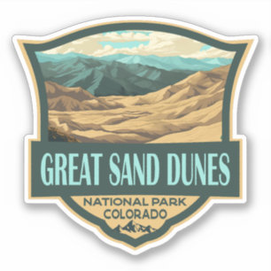 Nationalpark Great Sand Dunes - Illustration Retro Aufkleber
