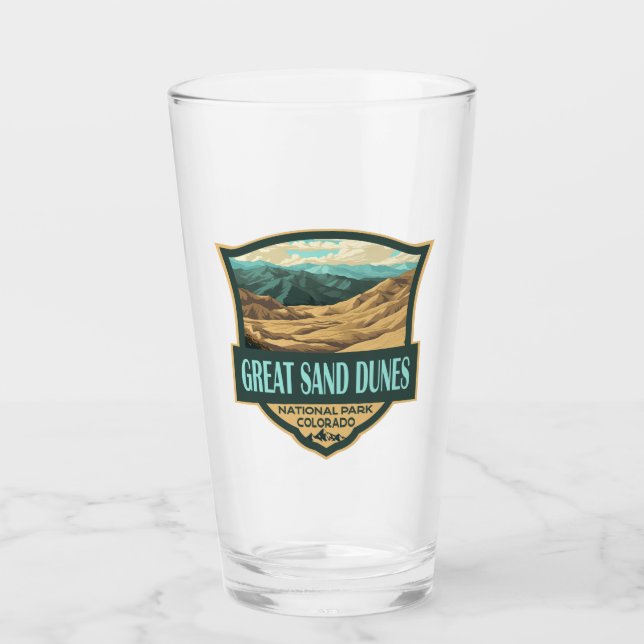 Nationalpark Great Sand Dunes - Illustration Retro Glas (Vorderseite)
