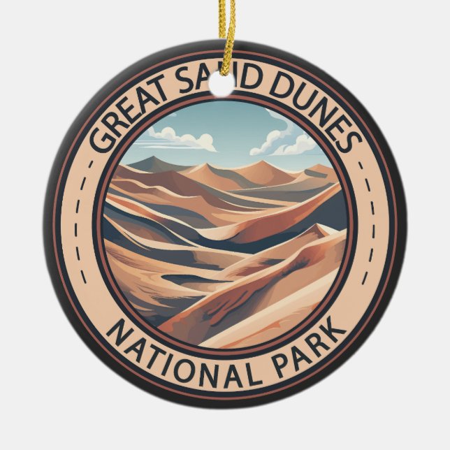 Nationalpark Great Sand Dunes Illustration Travel Keramik Ornament (Vorne)