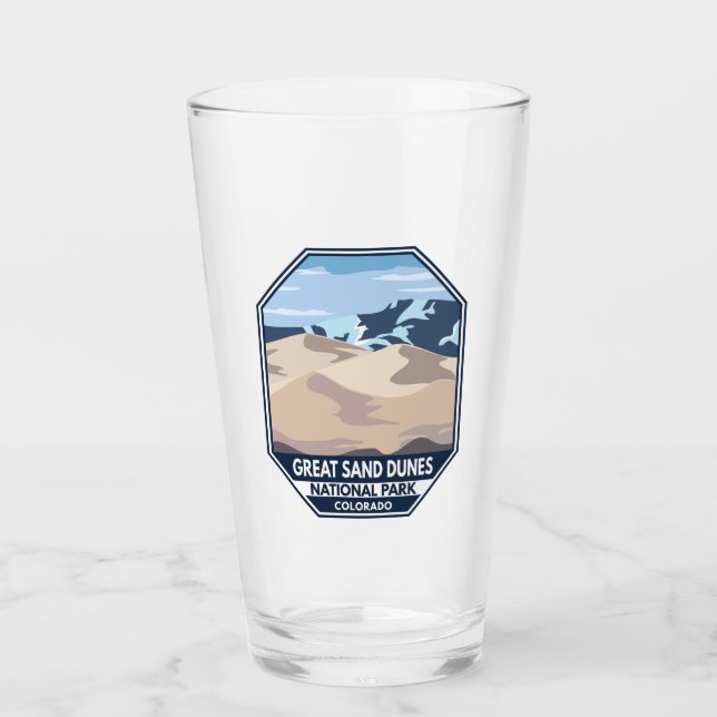 Nationalpark Great Sand Dunes Minimal Retro Glas (Vorderseite)