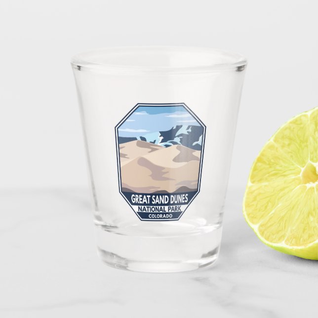 Nationalpark Great Sand Dunes Minimal Retro Schnapsglas (Vorderseite)