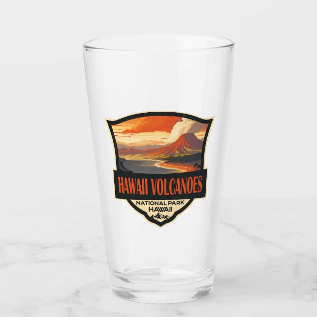 Nationalpark Hawaii Illustration Travel Glas (Vorderseite)