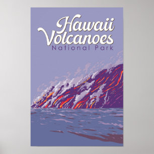 Nationalpark Hawaii Illustration Travel Poster